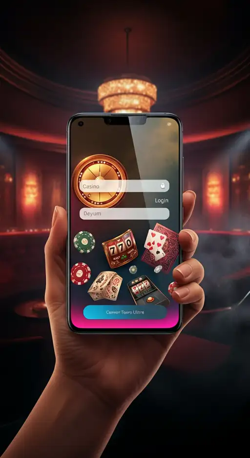 Gebruikersinterface van Vipzino Casino inlogpagina met opties voor snelle social login en biometrische verificatie